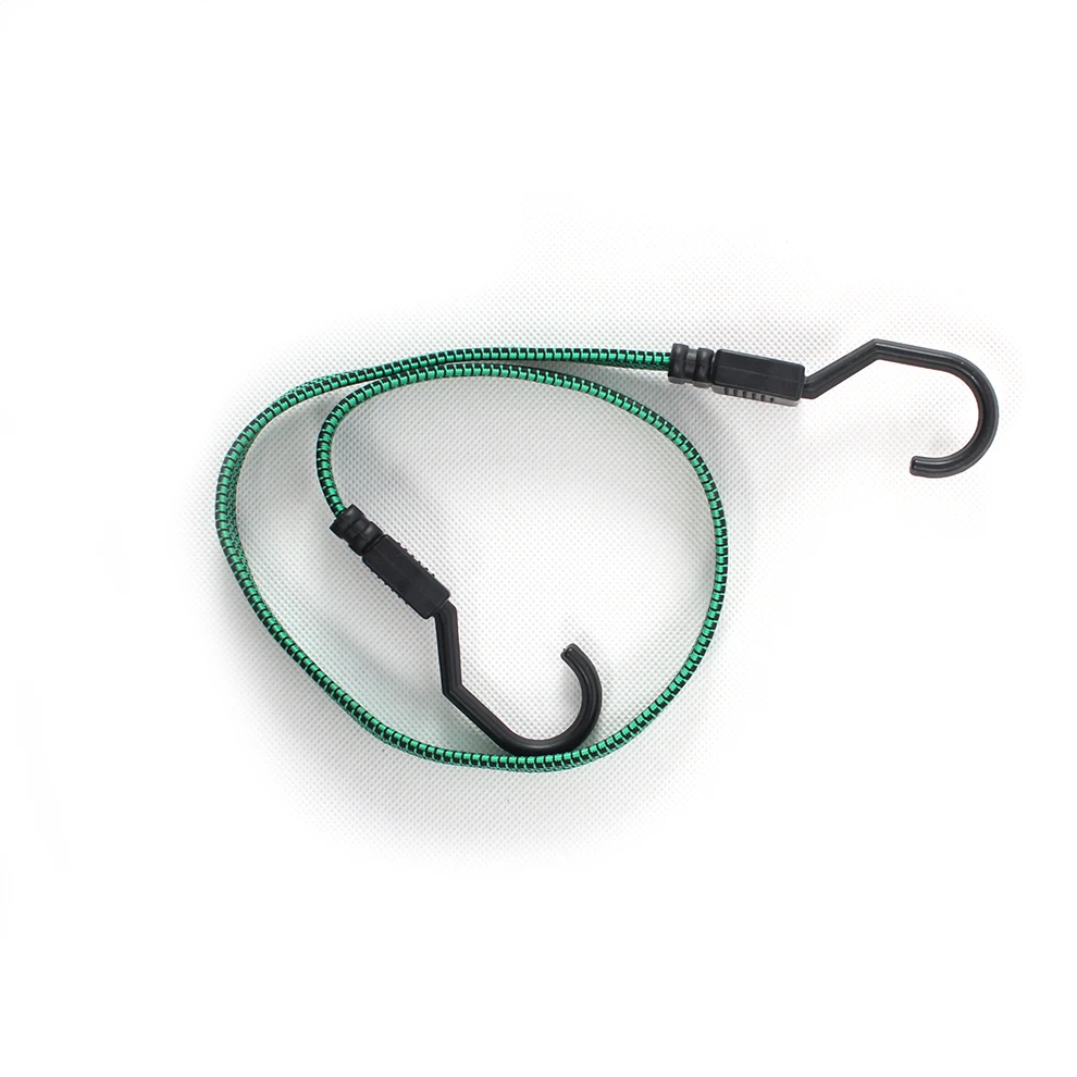 8mm flat elastic rubber adjustable bungee cord Bicycle Luggage belt rubber bungee cord With Heat Treated Plastic Hooks