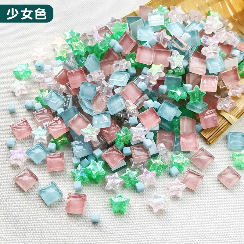 DIY Art Craft Material Brick Puzzle Mixed Color Crystal Glass Mirror Mosaic Tiles