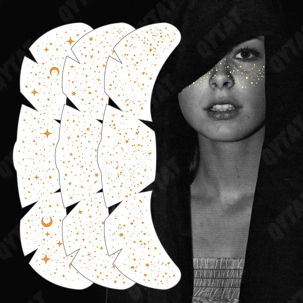 Custom High Quality Glitter Speckles Patches Fake Metallic Gold Silver Rose Gold Bright Face Temporary Glitter Freckle Tattoos