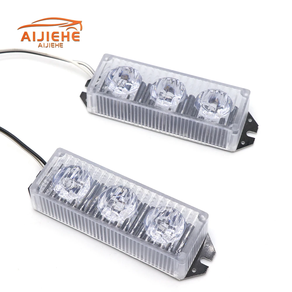 Strobe Lamp Daytime Running Lights 12V Flash Light Emergency Hazard Car 4X3 Strobe Warning Light Front Deck Grille LED