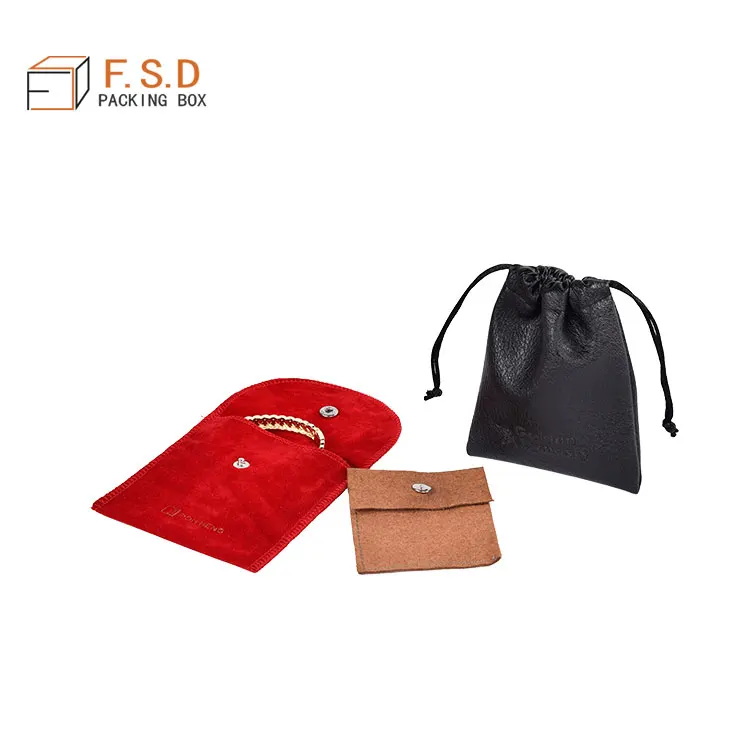FSD 2022 New Arrivals Small Leather Gift Pouch Jewellery Pouch Envelope Velvet Drawstring Pouch
