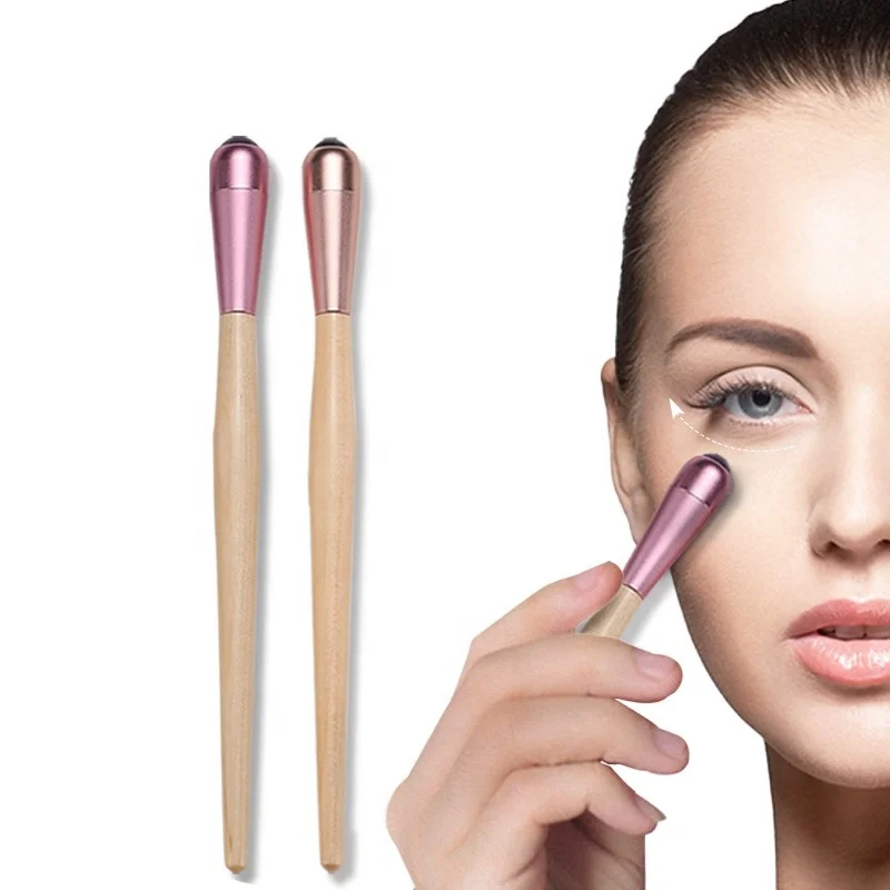 Natural Wood Jade Roller  Bamboo Stick Rose Quartz Facial Massage Tool Anti-Wrinkle Relax Massage Pen for Puffiness and Eye Bags