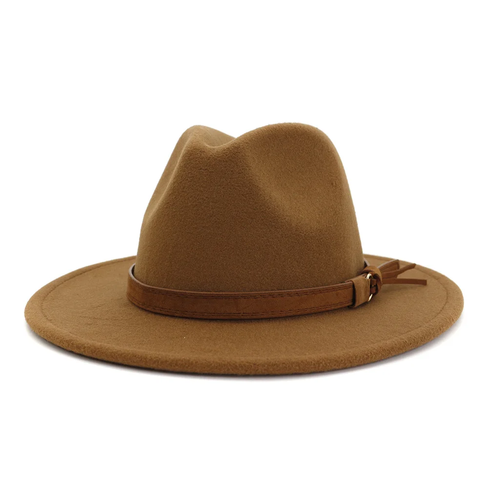 wool felt mens fedora hats with chain wholesale wide brim fedora hats women in bulk