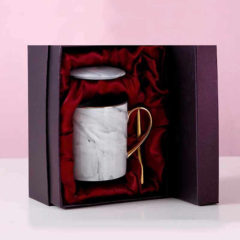 Wholesale Hot Sale 400ml High Temperature Ceramic Marble Mug With Gold Rim