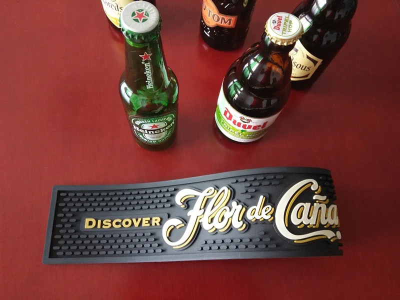 Custom design soft pvc non- slip beer drinking promotional bar accessories mat