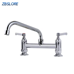 Sink Tap Flexible Hot And Cold Brass Commercial Kitchen Deck Mounted Sink Taps