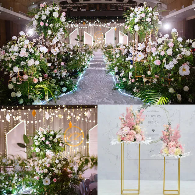 Gold Metal Stand Road Lead Heavenly Wedding Stage Decoration