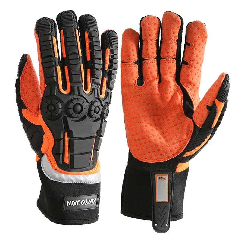 
Manufacturers customized logo anti-cutting oil and gas mechanical gloves waterproof oil field safety work gloves 