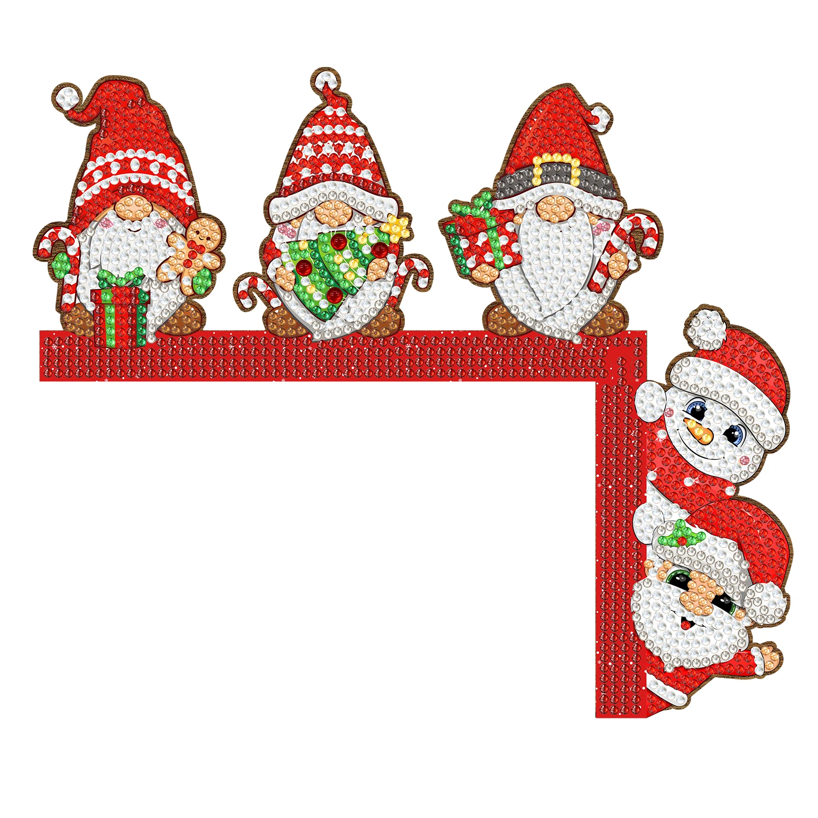 Custom DIY Diamond Craft Kits Hanging Wooden Ornament Christmas Santa Claus Festival Decoration For Celebration