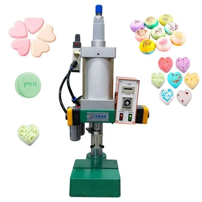 small pneumatic solid shampoo bar hand press machine square round bubble bath bomb press making machine automatic