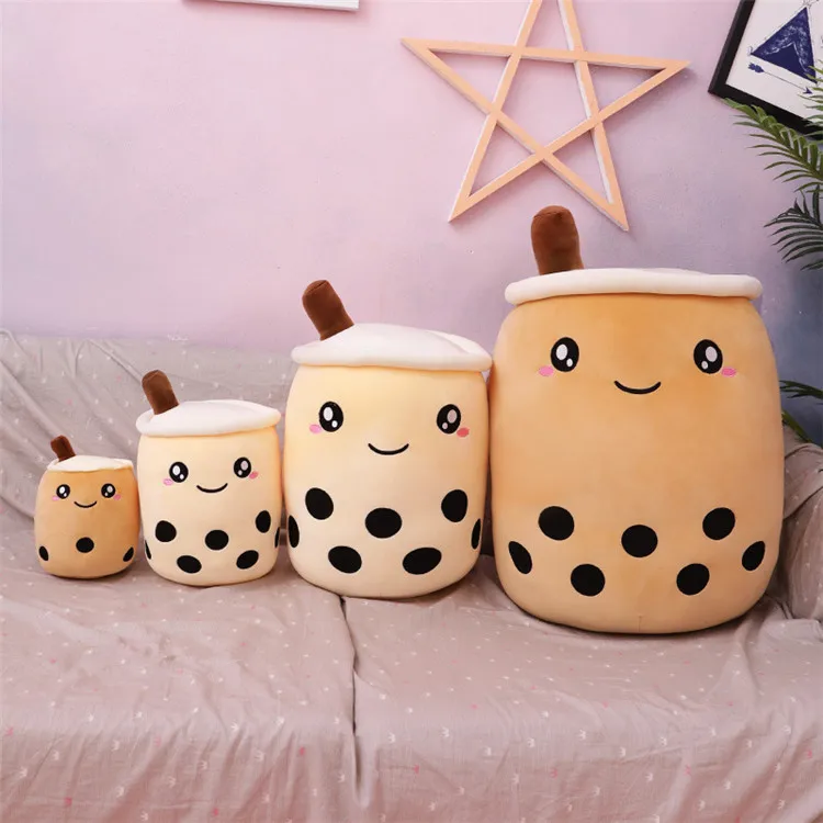 Custom Soft Toys Kids Plush Milk Tea cup Boba Plush Toy Stuffed Large Plush Bubble Tea Plushie Pillow