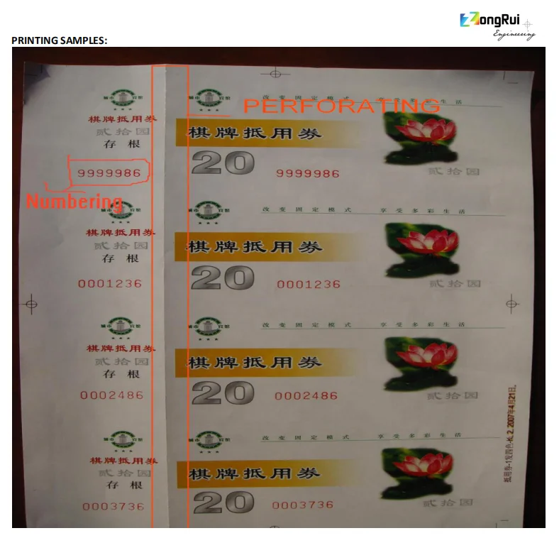 ZONGRUI ZR47IINP Single Color Offset Printing Machine With Numbering&Perforating 470x365mm E47NP