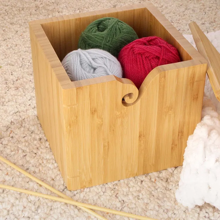 Большой Размер вязание крючком аксессуары держатель волокна швейный куб коробка для хранения карбонизированной бамбуковой пряжи чаша с крышкой