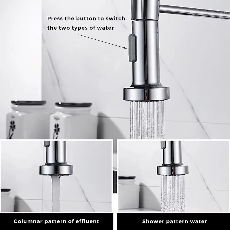 Kitchen Brass Taps Spring Pull Down Kitchen Faucet Water Taps Copper Kitchen Mixer