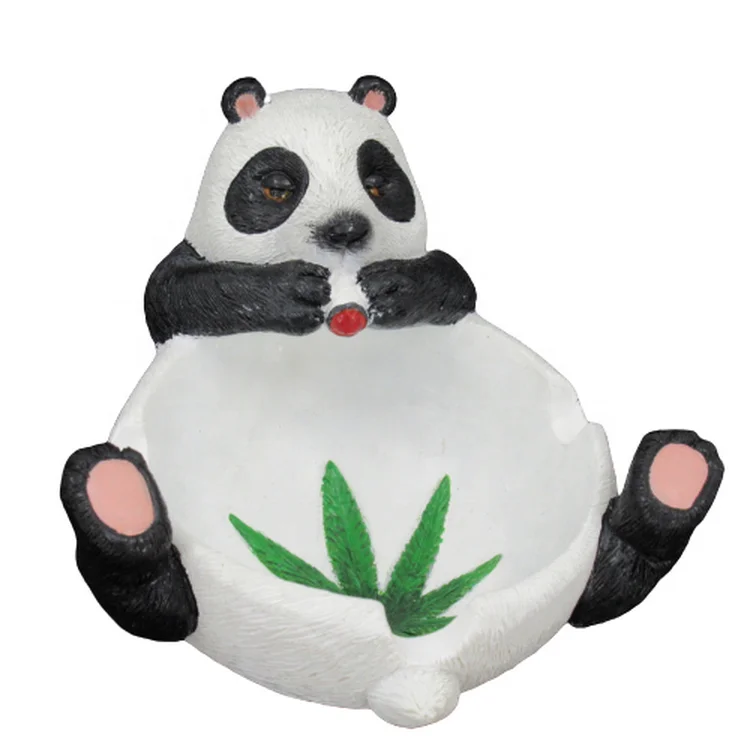 Custom shaped hot seller resin panda resin craft green leaf cigarette tobacco poly resin smoking accessories ashtray