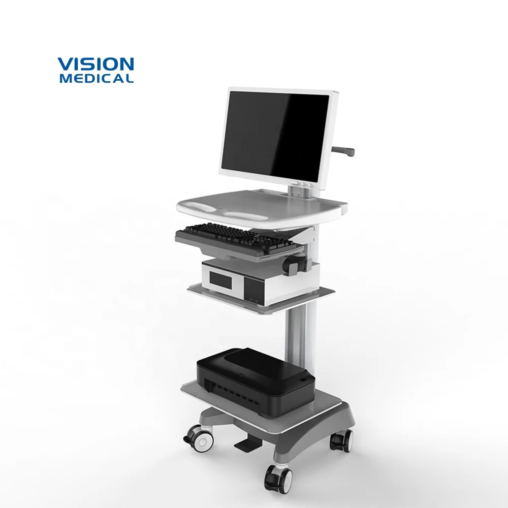Tablet keyboard trolley medical device monitor cart hospital ultrasound computer trolley for vital signs