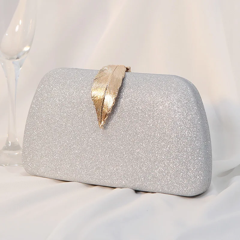 New Creative Gold Leaf Box Banquet Dress Wedding Women Handheld Evening Bag Luxury Party