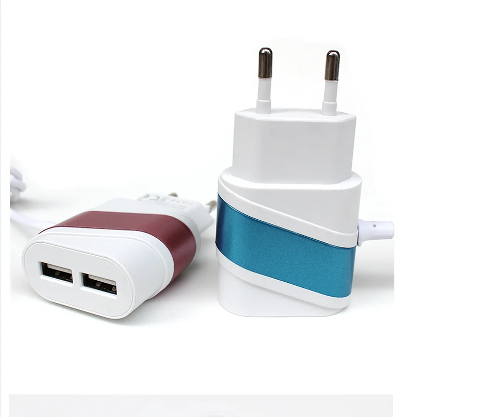 
Smar mobile cell phone charger 2 USB adapter 5V 1A 2A V8 micro USB with cable home travel charger US EU 