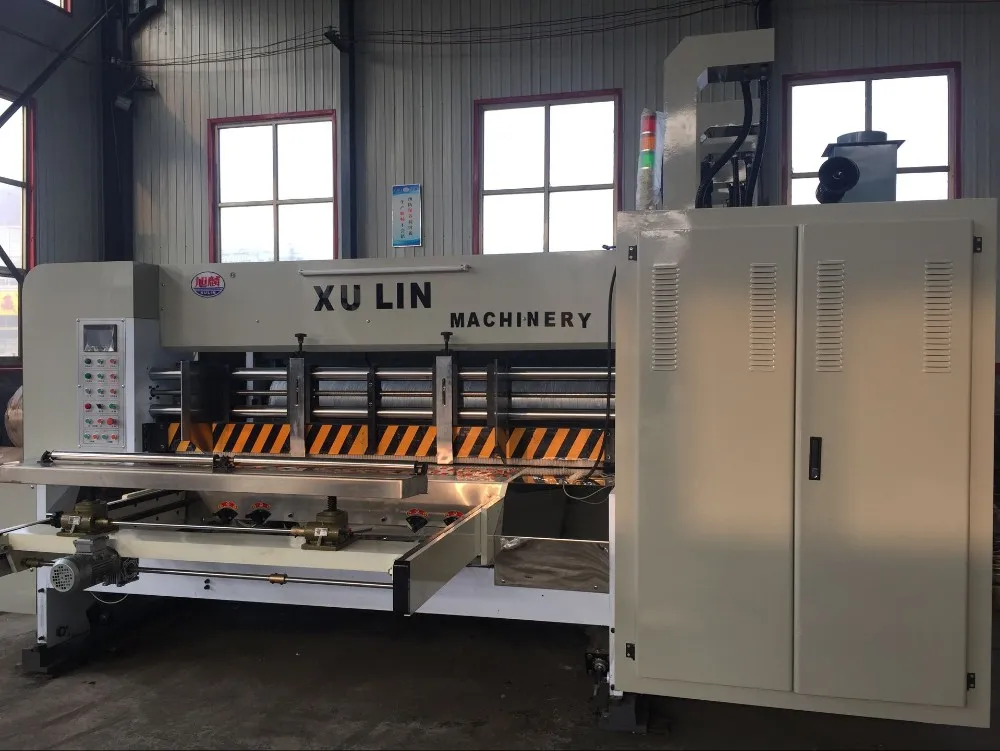Hebei xulin Auto high speed 4 color carton flexo printing slotting die cutting machine