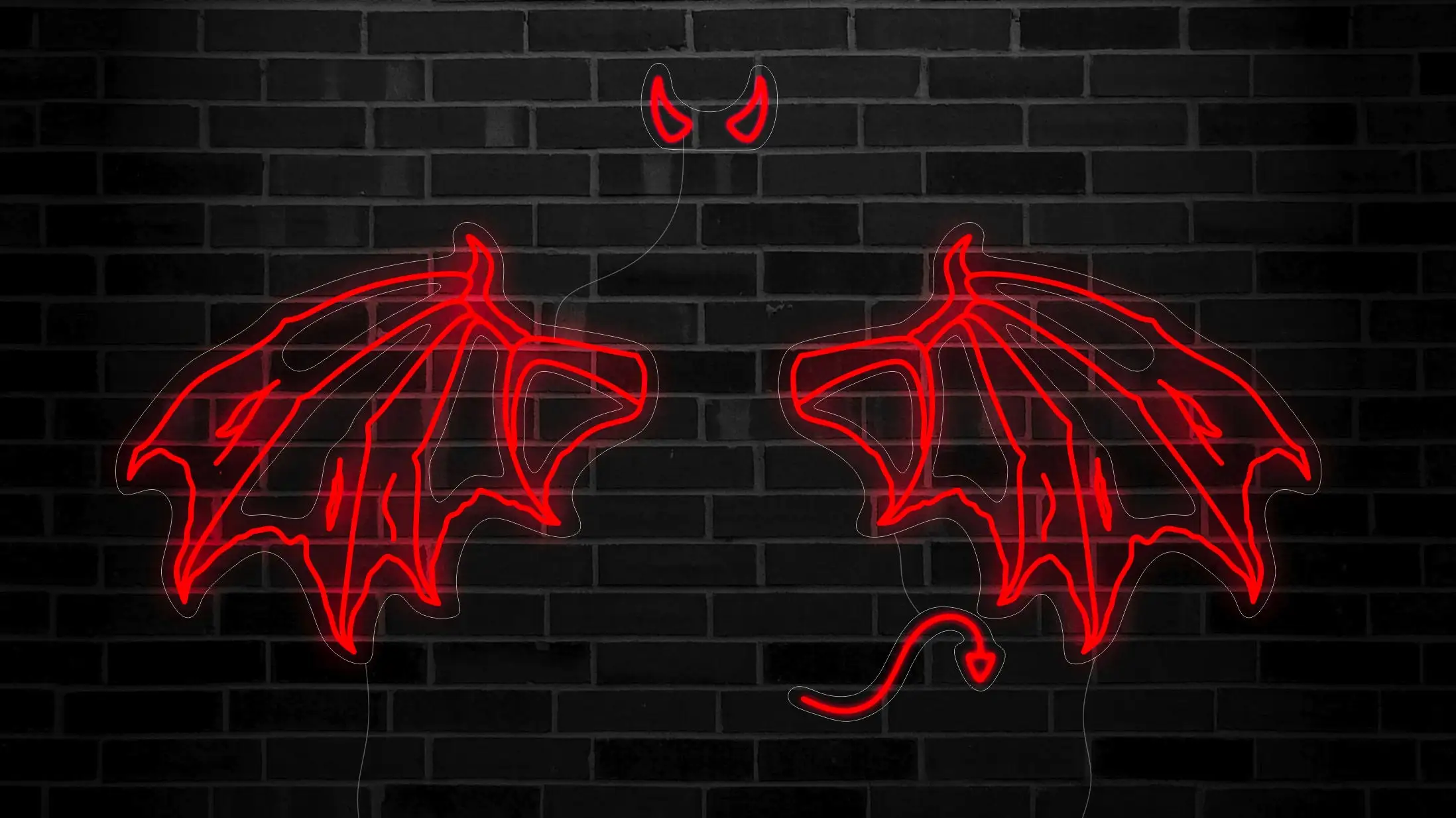 Devil Wings Neon Sign For Cosplay And Photo Halloween Angel Wings Demon Horns And Tail Custom Neon Sign Anime LED Neon Sign