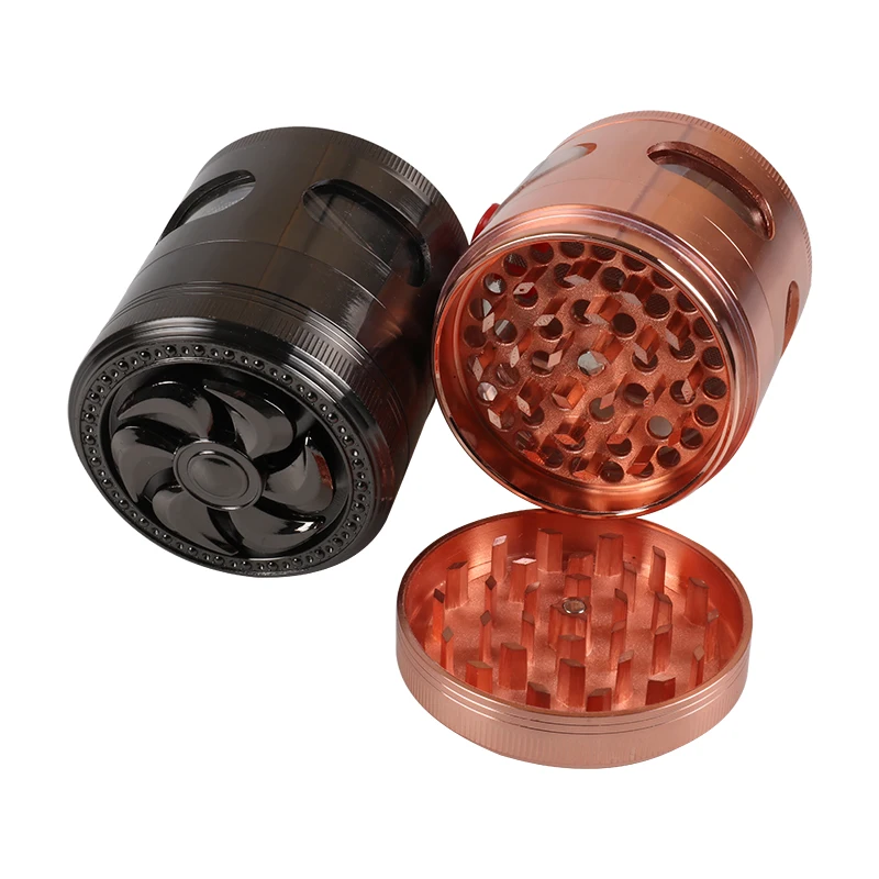 Gunter fancy new arrival smoking accessories tobacco grinder wind shape lid zinc alloy 4 layers herb grinder with drawer