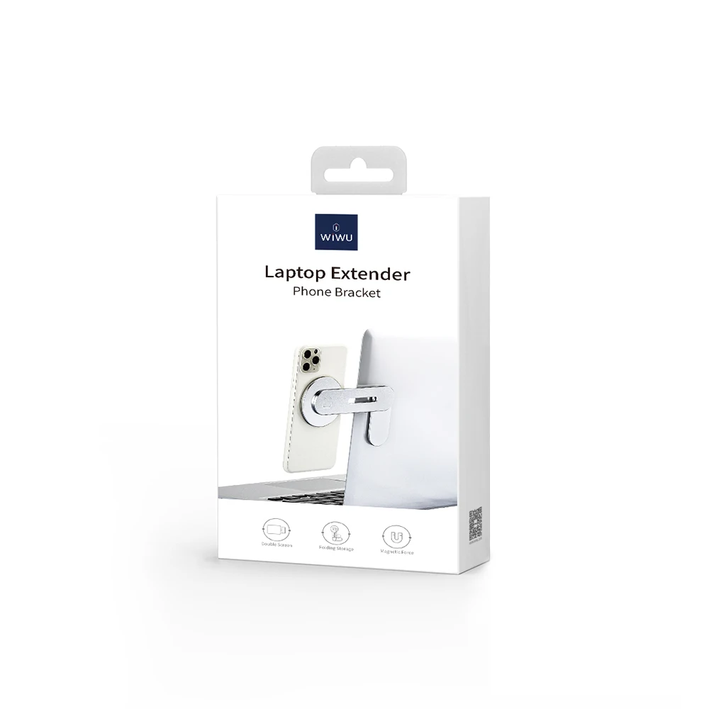 WiWU Portable Magnetic Cell Phone Mount Aluminum Alloy Foldable Laptop Extended Phone Holder Extender Attach to Computer Monitor