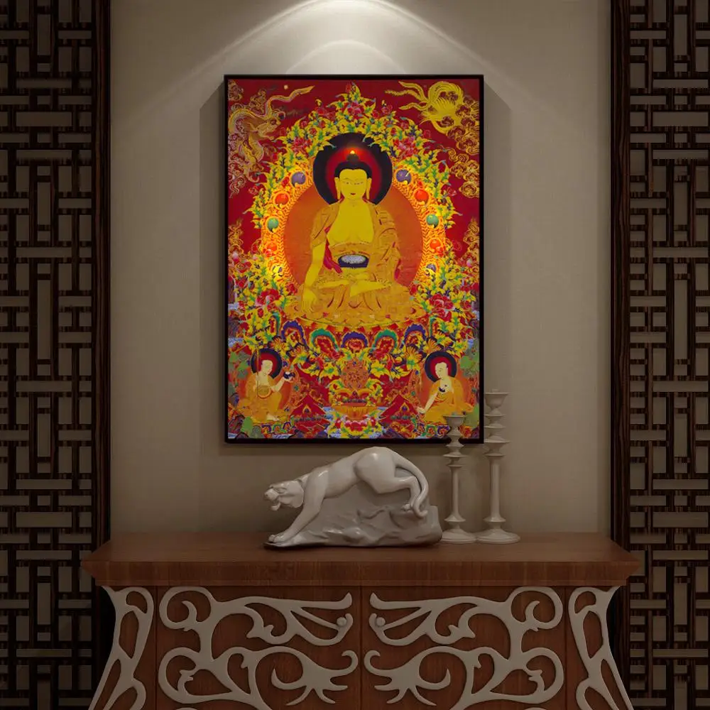 light up led canvas print painting home goods wall art of India buddha portrait