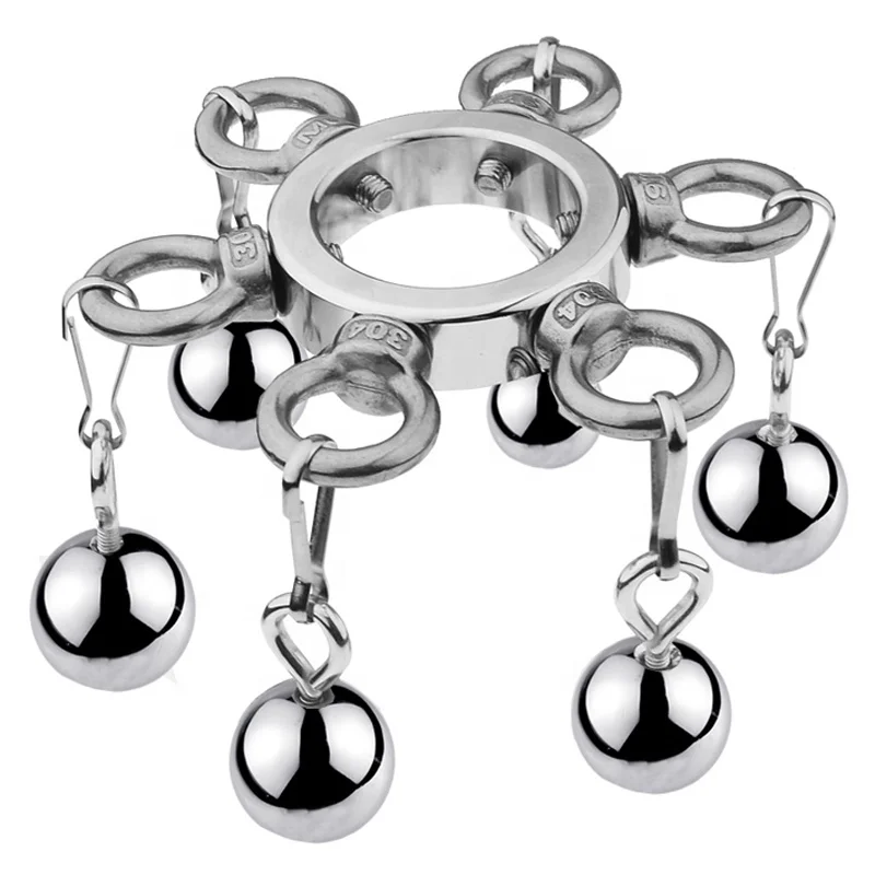 SM Metal Male Scrotum Weight-bearing Pendant Ball Cock Ring Stretching Exercise Penis Ring for Men