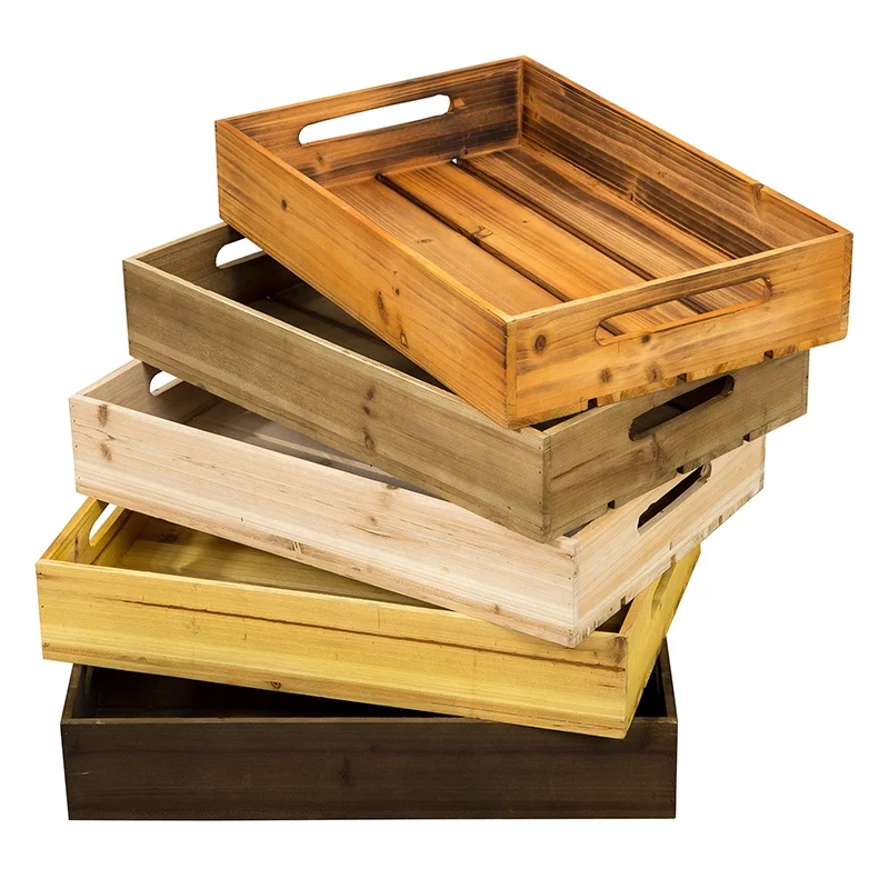 
handmade wooden Product storage bins rectangle basket with lid Vintage customized toy vegetable fruit shipping package crate box 
