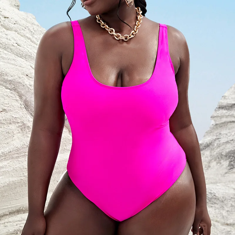 Retro Swimsuit Women Swim Wear Female Vintage Monokini Bodysuit 2023 One Piece Plain Black Pink Plus Size Womens Swimwear