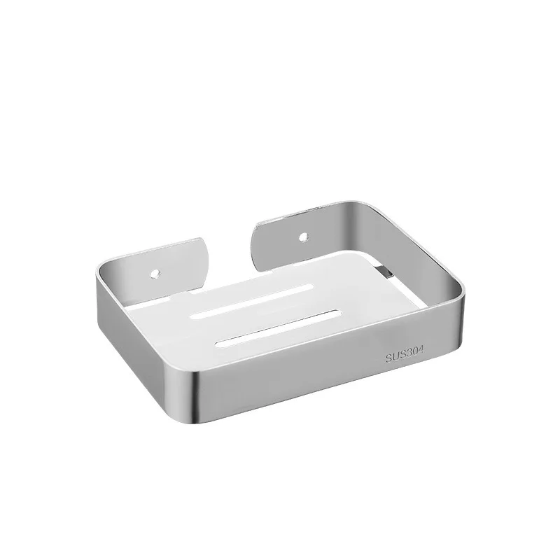 Silver and Black Wall-Mounted Metal Soap Holder Size Options for Bathroom Applications