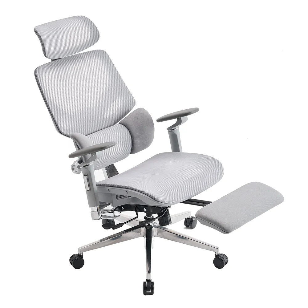 Wholesale Mesh Office Chair Aluminum Base Reclinable Ergonomic Chair For Office With Footrest
