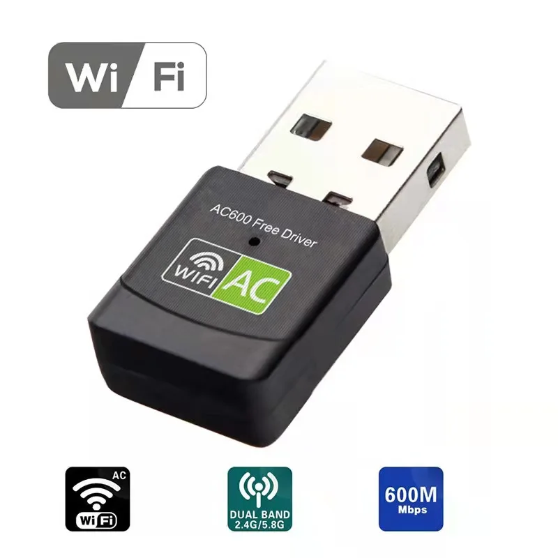 New Style 5G Dual-band 600mbps Drive-free WIFI Wireless Network Card USB For Portable Desktop Computer Receiver High-speed