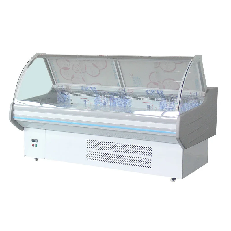 1.5 meter modern cabinet food meat chiller curved glass display
