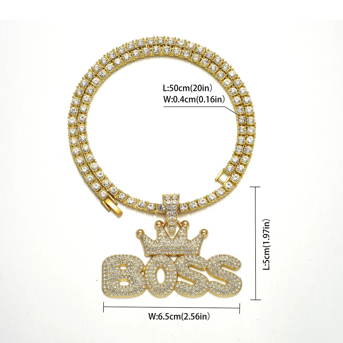 Iced Out Bling Men Hip Hop Jewelry Micro Paved 5A Rhinestone Crown Letter Boss Cool Sparking Rock Punk Pendant
