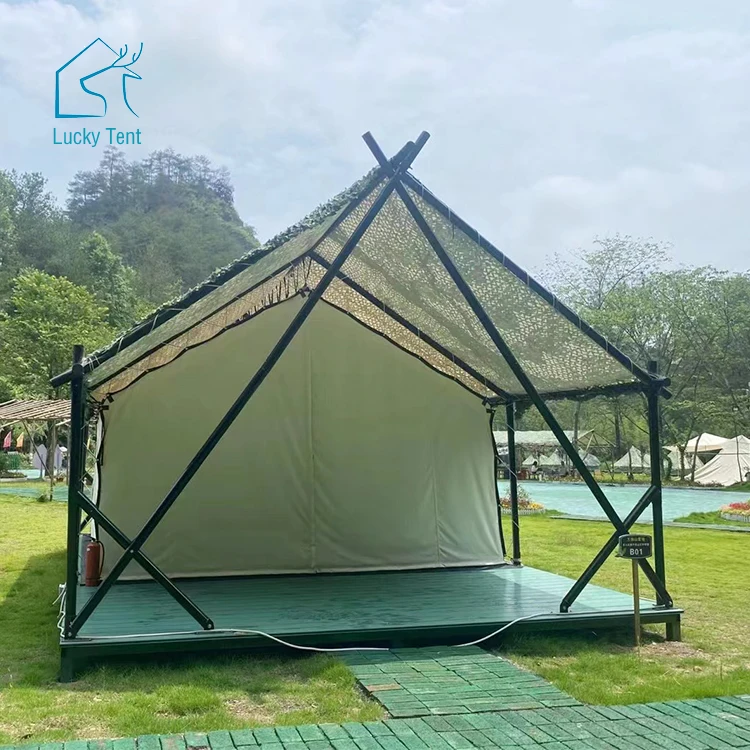 Camping Event 5x9m African Canvas Glamping House Luxury Safari Tent With Bathroom