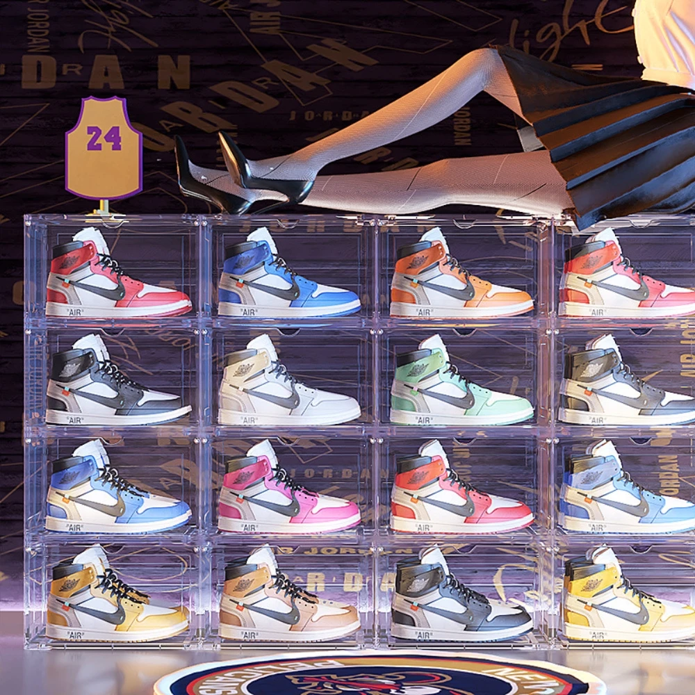 Plastic Shoe Box Transparent Stackable Shoes Bin Shoe Container Storage Boxes Clear
