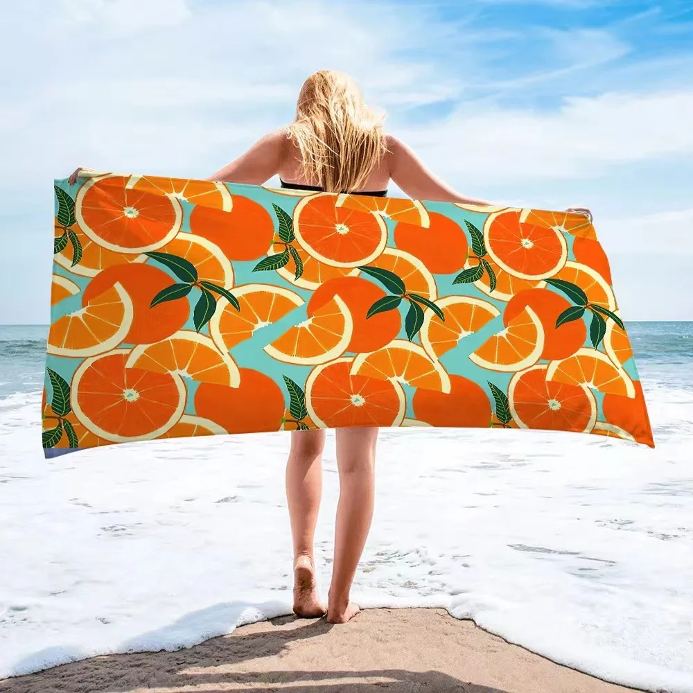 Factory OEM Custom Personalized Logo Reactive Printed Fabric Rectangle Large Oversized Terry Cotton Beach Towel