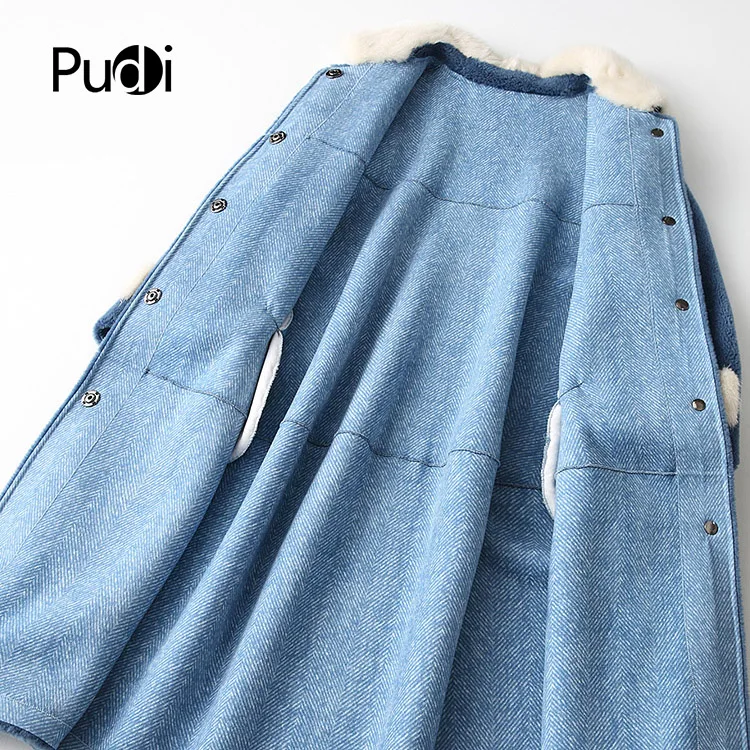 A18168 New women real wool fur coat real mink fur collar long jacket real fur girl coat lady fall winter warm overcoat