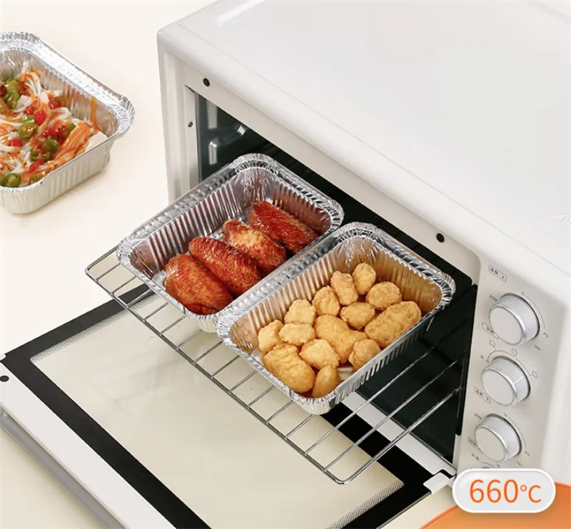 Newest Design Square Shape Colored Aluminum Foil Food Container With Lid Disposable Eco-friendly Home Kitchen Backing