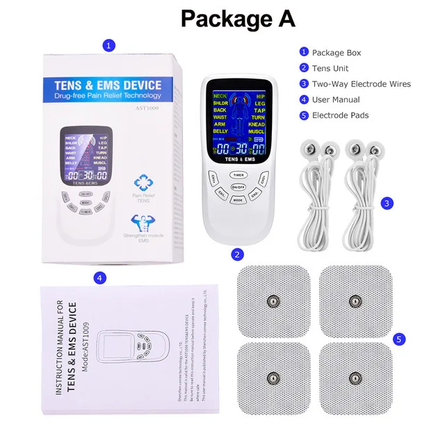 2024 Hot Sell 12 Modes TENS Unit EMS Massage Muscle Stimulator Electronic Pulse Massager Tens Machine Physiotherapy