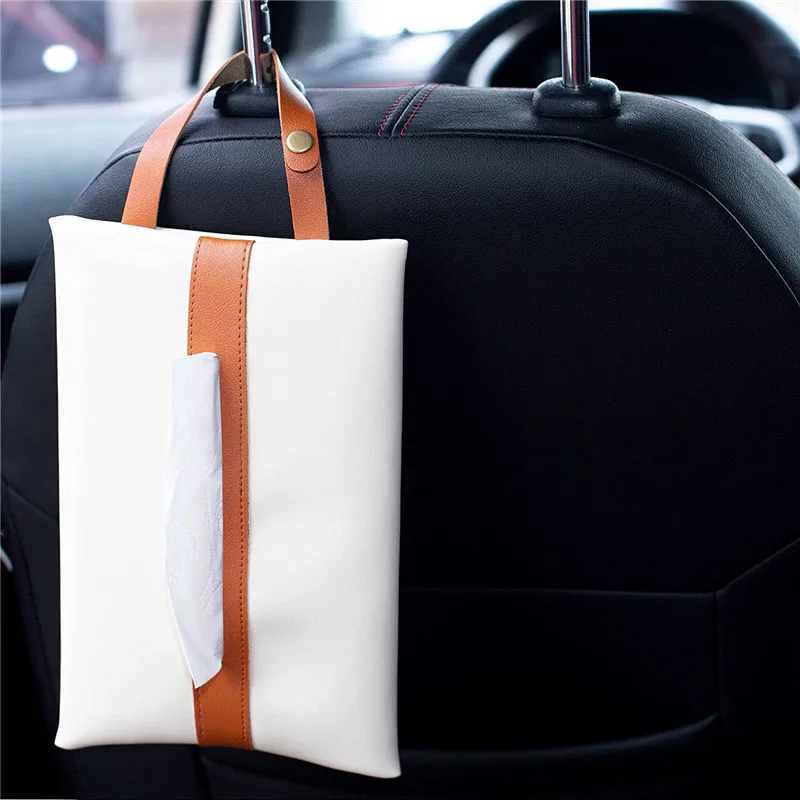 Restaurant Decor Napkin Box Minimalist Home Decoration Pu Leather Tissue Box can Hanging On the Wall and Car Back Seat