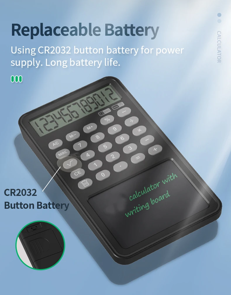 12 Digit Display Calculator Notepad LCD Writing Tablet Drawing Board with Stylus Pen Erase Button Lock for Office Students