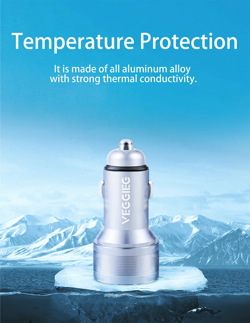 Fast Charging Car Charger QC 3.0 Dual Port Quick Charging Usb Type C Car Charger