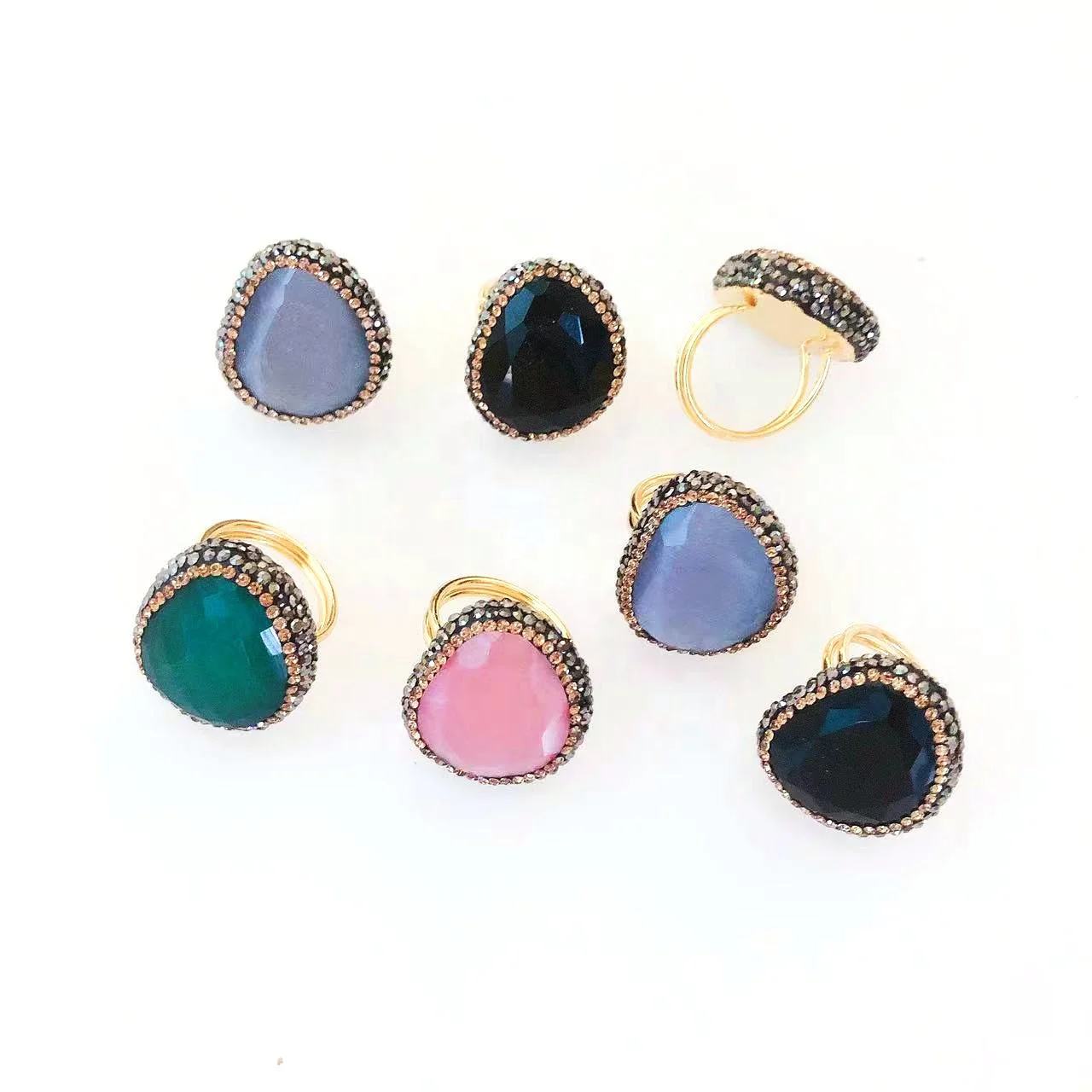 CCR1063 trendy design wholesale fashion stone pave crystal jewelry 18k gold plated rings rhinestone napkin ring