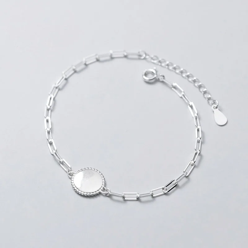  Bijoux Wholesale 925 Sterling Silver Round Link Chain Anklets Women