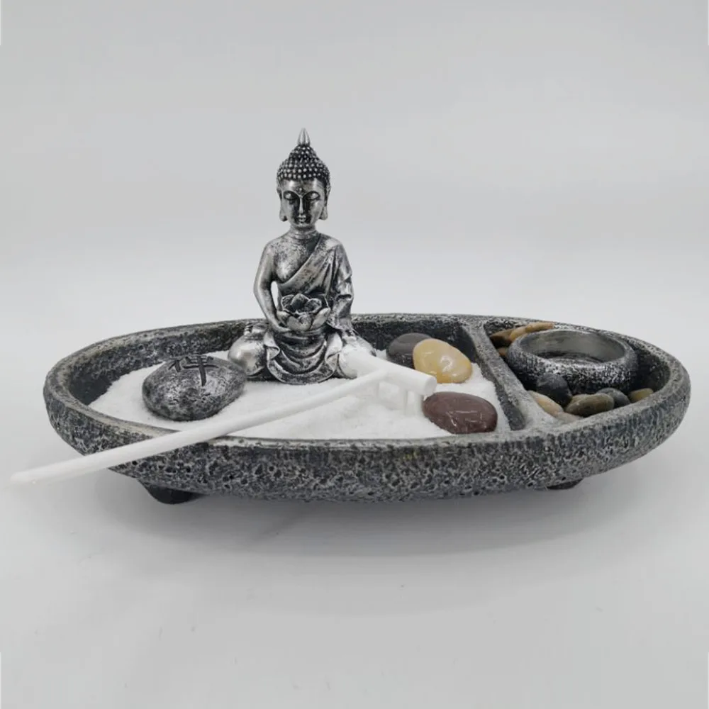 Cement Material Yinyang Feng Shui Sand Zen Garden for  Indoor Decoration