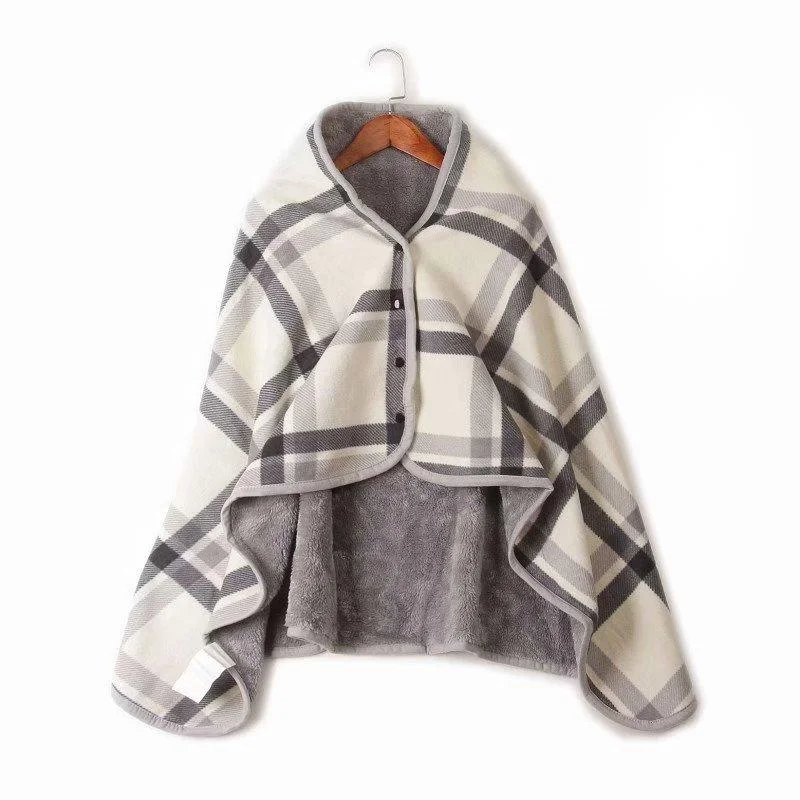 New Arrival Warm Comfortable Soft Plaid Office Wearable Flannel Blanket For Winter
