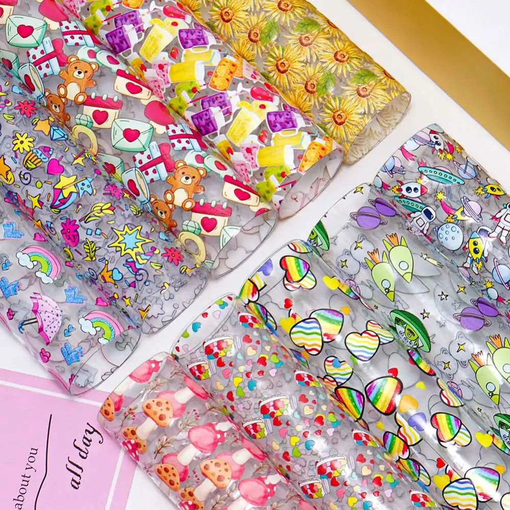 30*120Cm Transparent PVC Vinyl Leather Cartoon Printing PVC Clear See Fabric For Sewing Patchwork