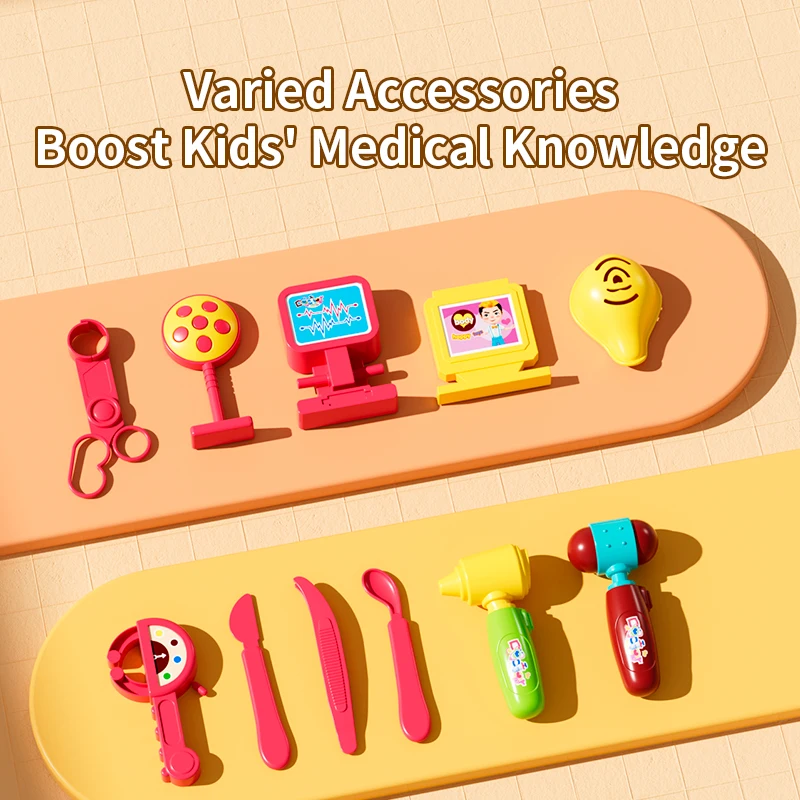 New Simulation Ultrasound Machine EGC Display Screen Medical Kit Sound Light Doctor Toys Play Set for Kids Plastic Pretend Play